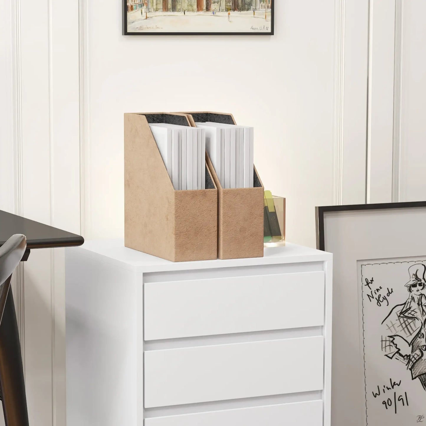 4 Drawer File Cabinet, Vertical Filing with Wheels, Printer Stand, White Office Cabinets & Cupboards at Gallery Canada