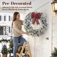 Pre-Lit Christmas Wreath 24 Inch, Green