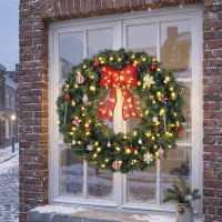 Artificial Xmas Wreath 36" Pre-Lit 130 LED Lights, Green