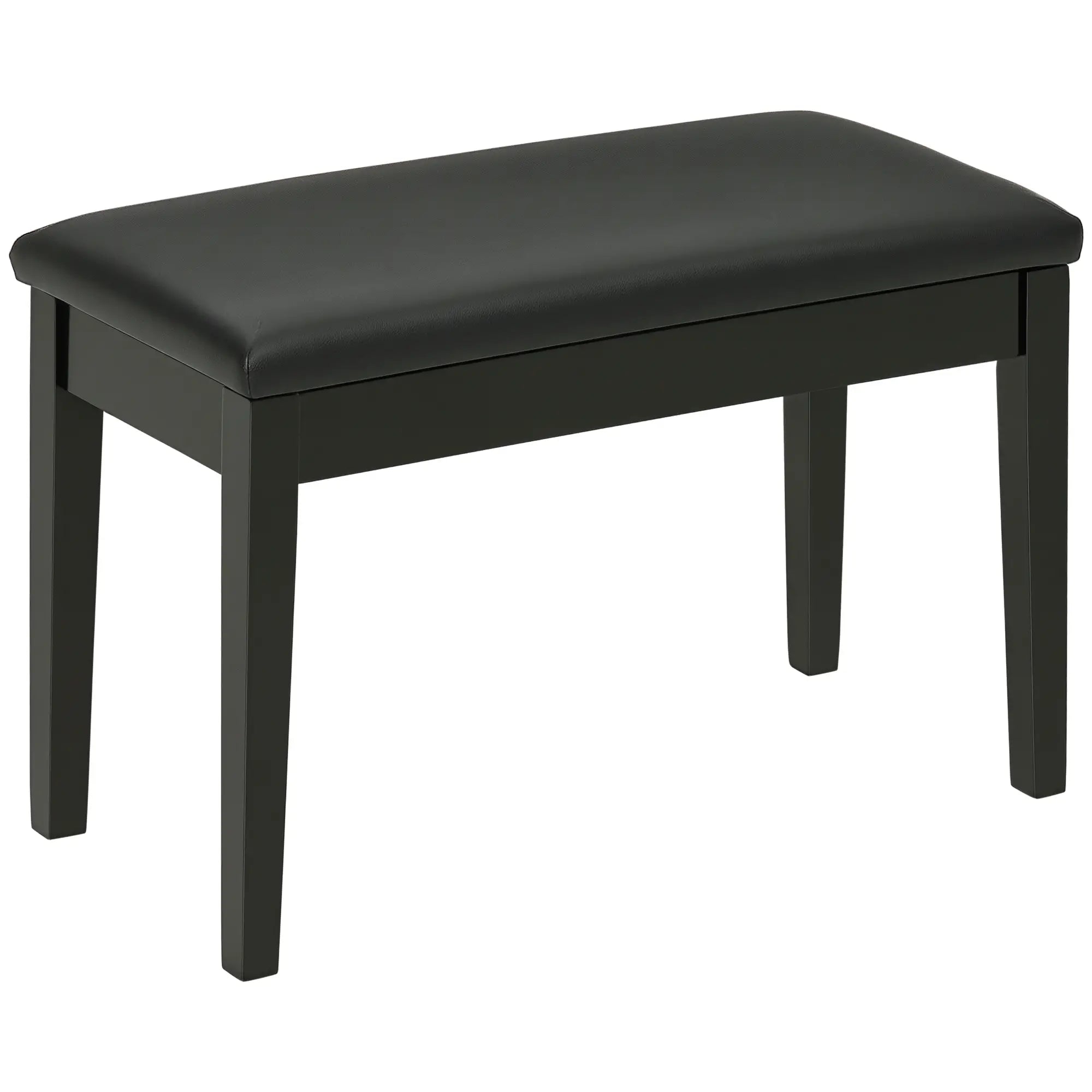 Classic Piano Bench, PU Leather, Rubber Wood Legs, Music Storage, Black Piano Benches Black at Gallery Canada