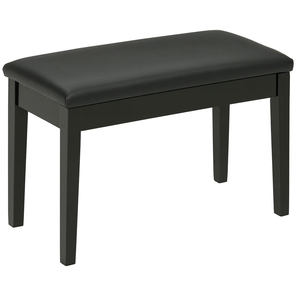 Classic Piano Bench, PU Leather, Rubber Wood Legs, Music Storage, Black Piano Benches Black at Gallery Canada