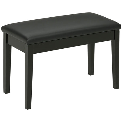 Classic Piano Bench, PU Leather, Rubber Wood Legs, Music Storage, Black Piano Benches Black at Gallery Canada