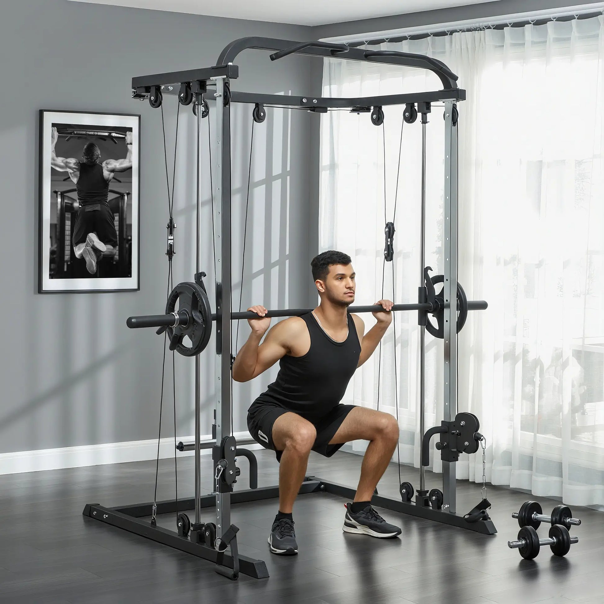 3 In 1 Smith Machine Power Rack, Cable Crossover, Pull Up Station, Squat Rack Power Towers at Gallery Canada