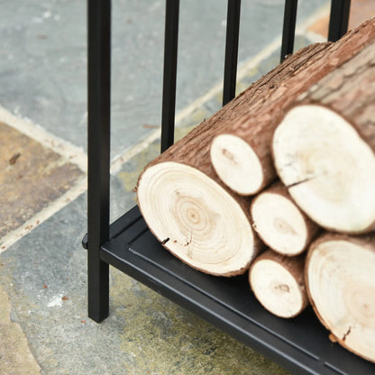 17.5" Heavy-Duty Metal Firewood Rack, Indoor Outdoor, Black Firewood Racks at Gallery Canada