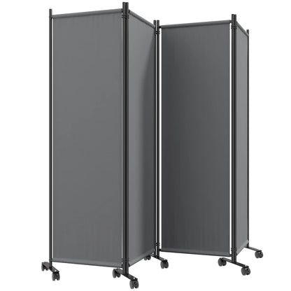 Folding Room Divider with Castor Wheels, Rolling Privacy Screen for Patio Backyard Pool Hot Tub, 5.6ft Tall Side Awnings Dark Grey at Gallery Canada