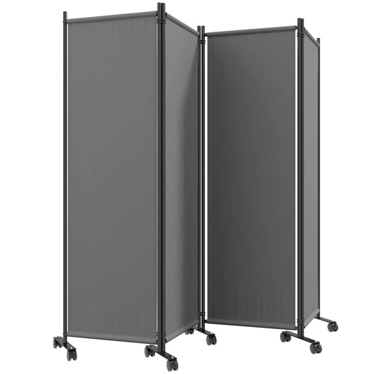 Folding Room Divider with Castor Wheels, Rolling Privacy Screen for Patio Backyard Pool Hot Tub, 5.6ft Tall Side Awnings Dark Grey at Gallery Canada