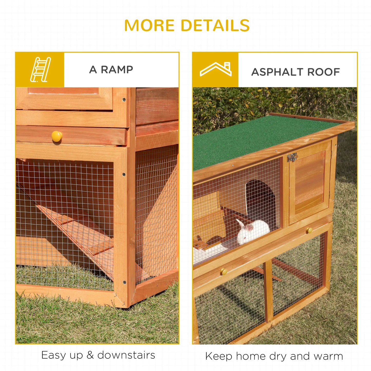 Wooden Rabbit Hutch, Small Animal Cage, 2-Level with Run Rabbit Hutch at Gallery Canada