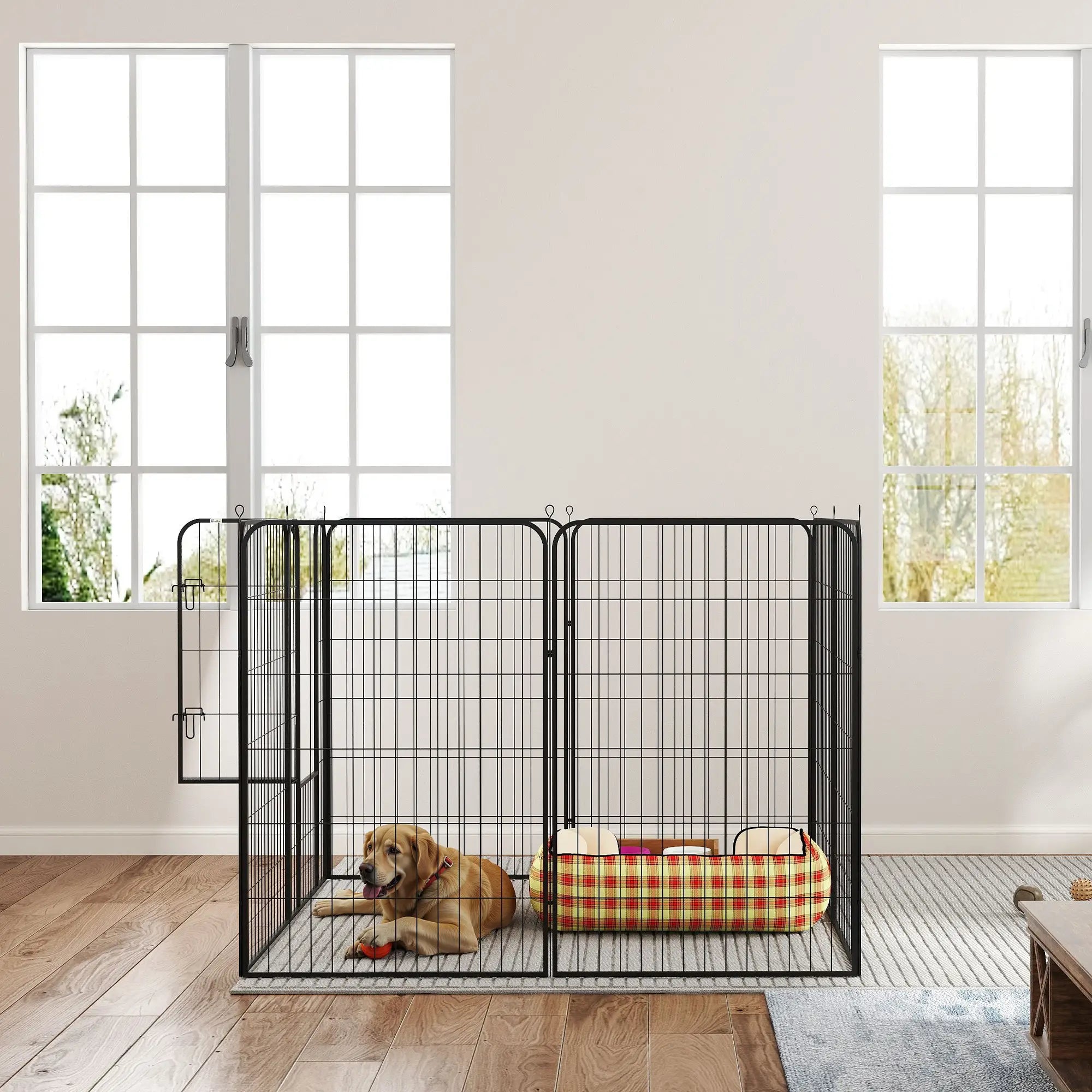 8 Panel Pet Playpen, Heavy Duty Metal, Foldable, Indoor Outdoor, 47