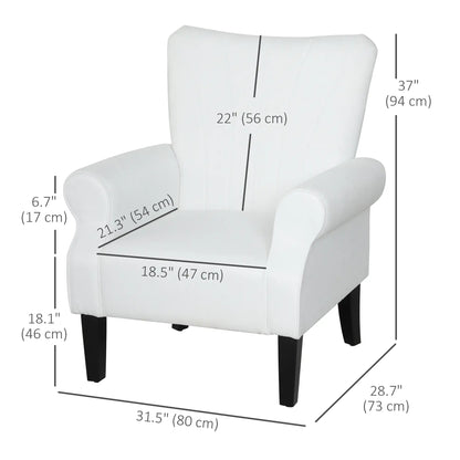 Modern Fabric Armchair, Wood Legs, 32in, Cream White Accent Chairs at Gallery Canada
