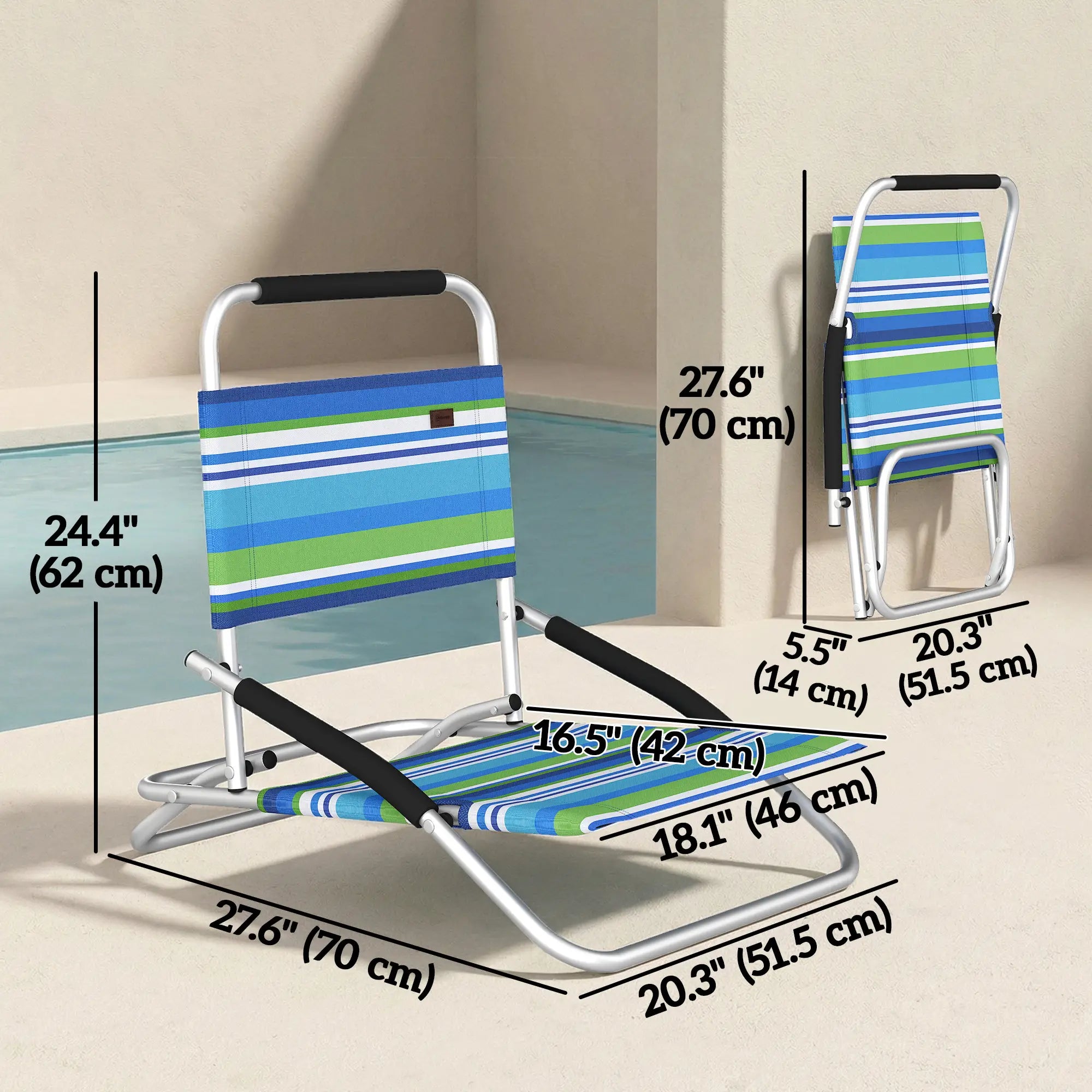 Folding Outdoor Recliner Lounge Chair Set, 2 Pack, Hidden Pocket Lounger Chairs at Gallery Canada