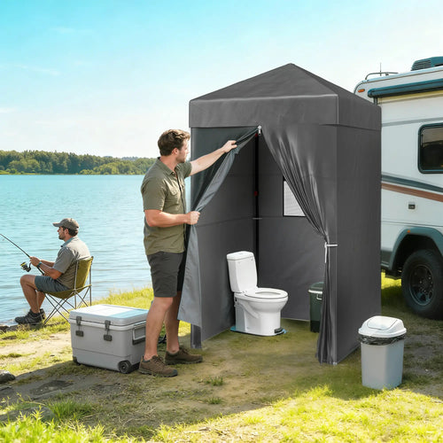 4x4 ft Pop Up Canopy Tent, UPF 50+ Changing Room, Dark Grey