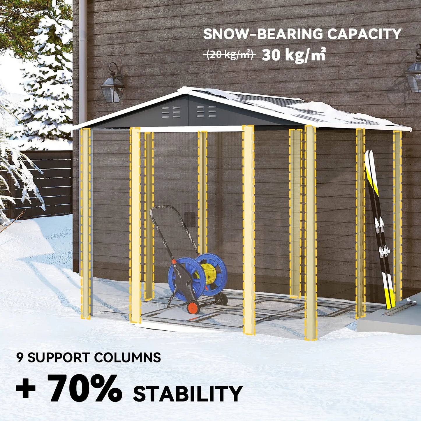 8' x 7' Outdoor Storage Shed, Galvanized Metal, Lockable Doors, Dark Grey Sheds at Gallery Canada