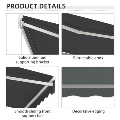 10' x 8' Retractable Electric Awning, Manual Crank, Aluminum Frame, Grey Deck Awnings at Gallery Canada