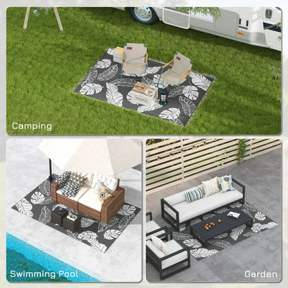 Reversible Outdoor RV Rug, Patio Mat, 6' x 9', Grey and White Garden Decor at Gallery Canada
