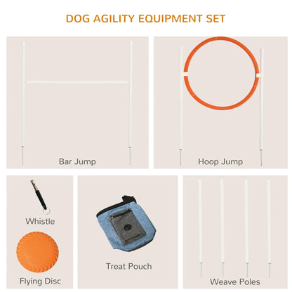 5 Pcs Dog Agility Training Set, Disc, Whistle, Weave Poles, Jump Poles, Food Bag, Carry Bag Dog Agility Training Equipment at Gallery Canada