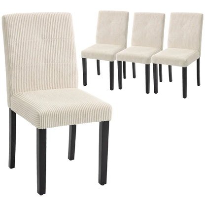 Modern Dining Chairs Set of 4, Rubberwood Legs, Padded Seat, Beige