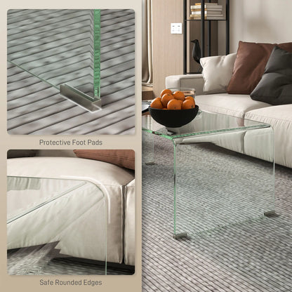 Clear Glass Coffee Table, Modern Rectangle Living Room Table, Safe Rounded Edges Coffee Tables at Gallery Canada