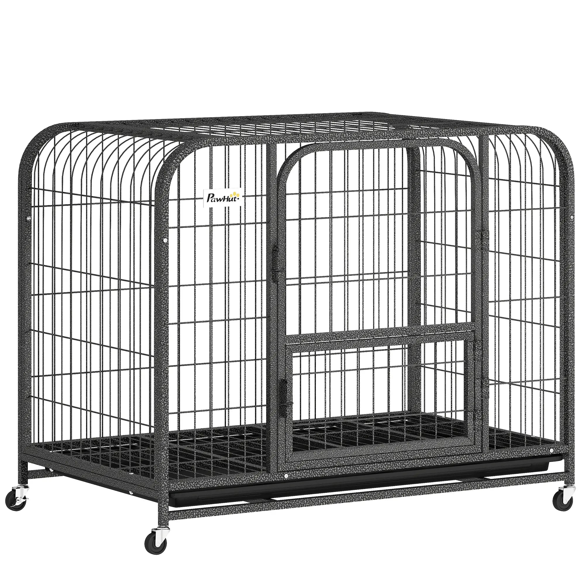37 Inch Heavy Duty Dog Crate, Large Metal Cage With Lockable Wheels Dog Cages & Crates at Gallery Canada