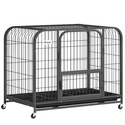 37 Inch Heavy Duty Dog Crate, Large Metal Cage With Lockable Wheels Dog Cages & Crates at Gallery Canada