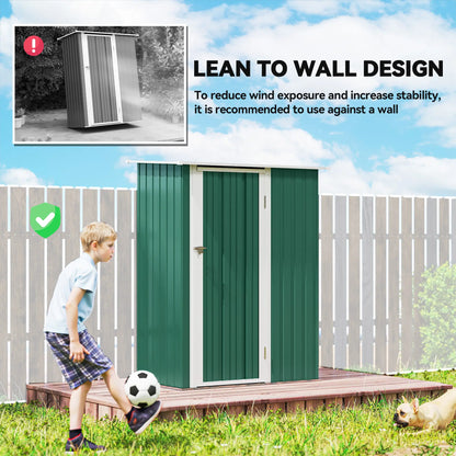 5 x 3ft Outdoor Metal Garden Shed, Sloped Roof, Lockable Door, Green Sheds at Gallery Canada