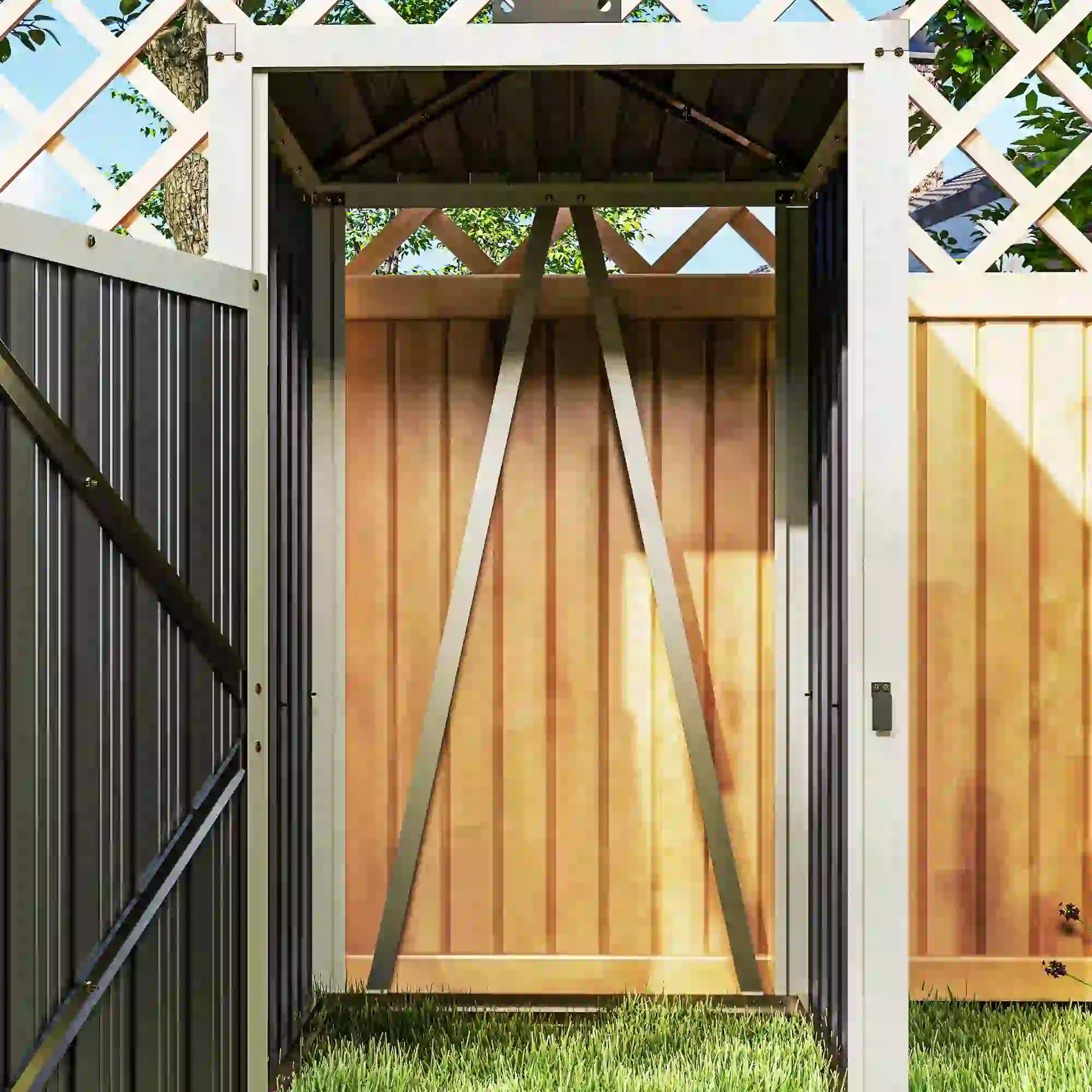 Lockable Outdoor Storage Shed, Single Garbage Bin, Galvanized Frame, Dark Grey Sheds at Gallery Canada
