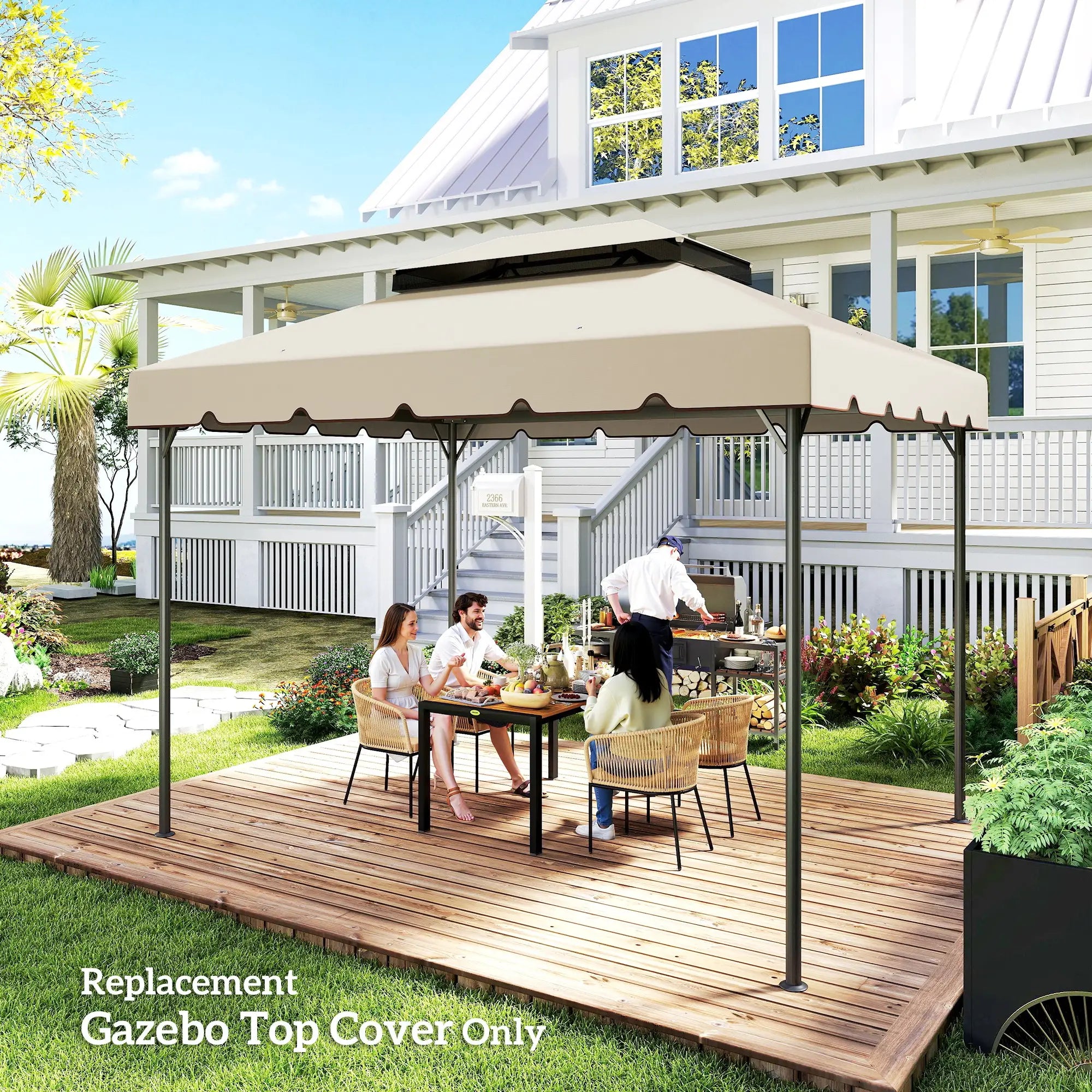 13' x 10' Gazebo Replacement Canopy, Double Vented Roof, Beige Gazebo Canopy Replacement at Gallery Canada