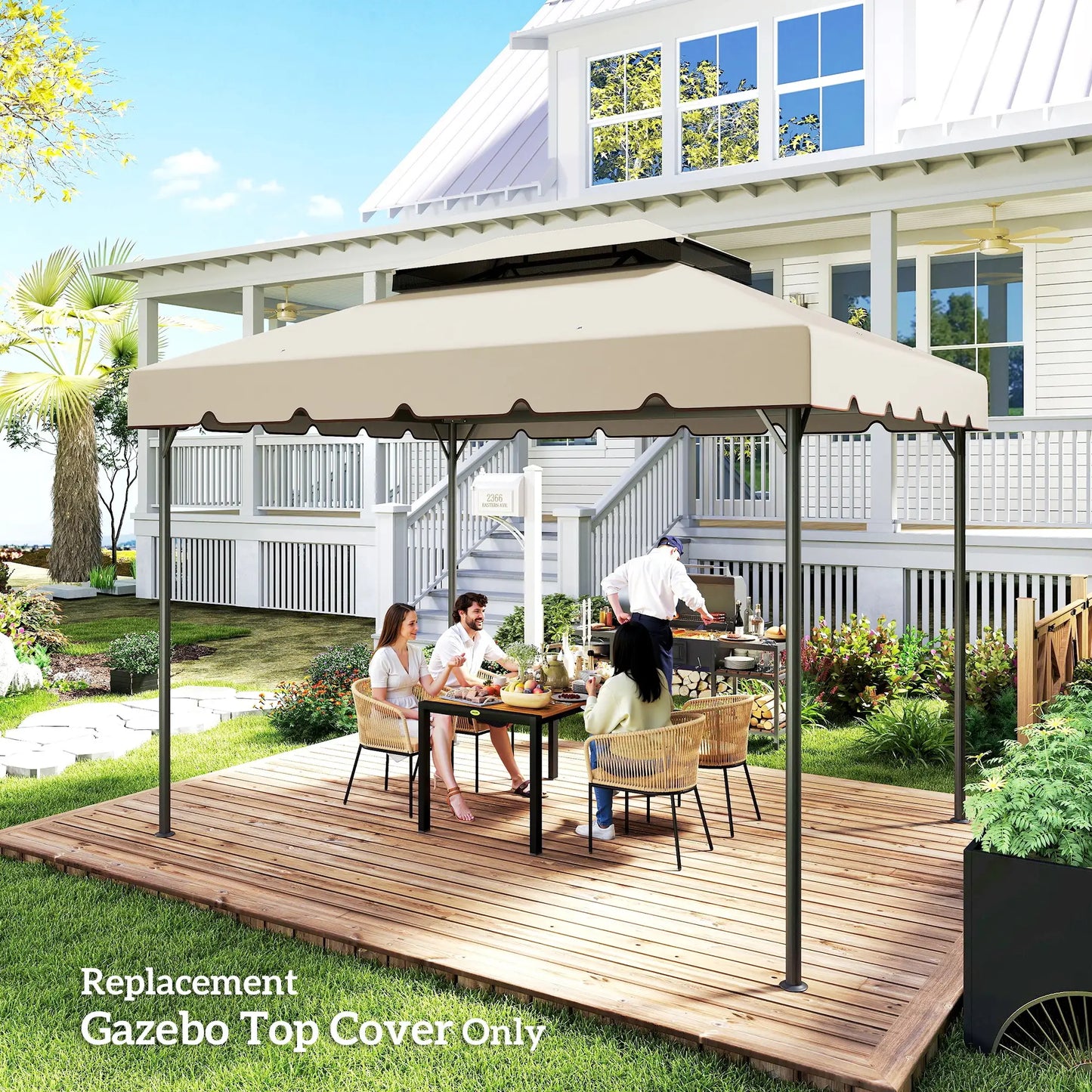13' x 10' Gazebo Replacement Canopy, Double Vented Roof, Beige Gazebo Canopy Replacement at Gallery Canada