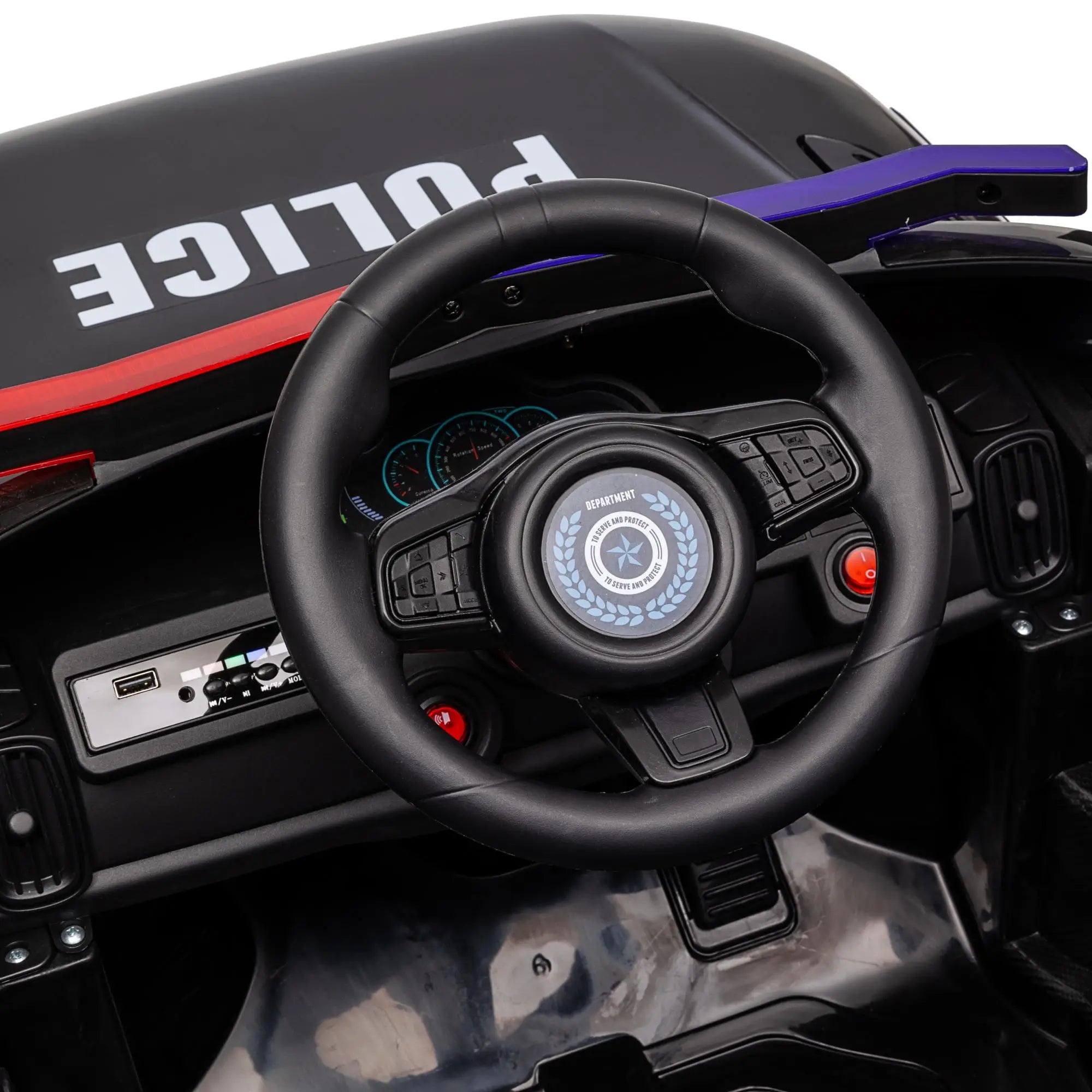 12V Kids Electric Police Car, Remote Control, Black Electric Toy Cars at Gallery Canada