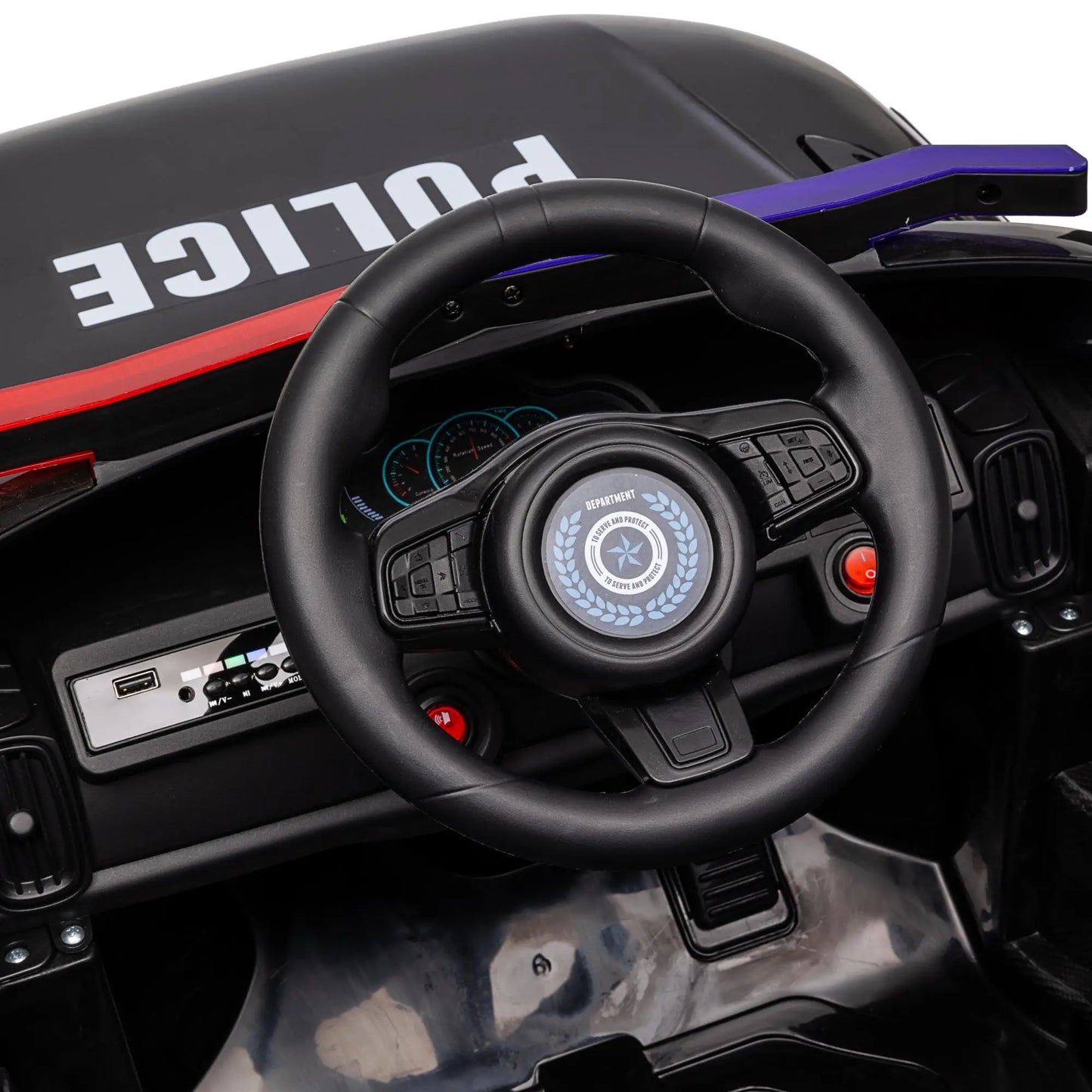 12V Kids Electric Police Car, Remote Control, Black Electric Toy Cars at Gallery Canada