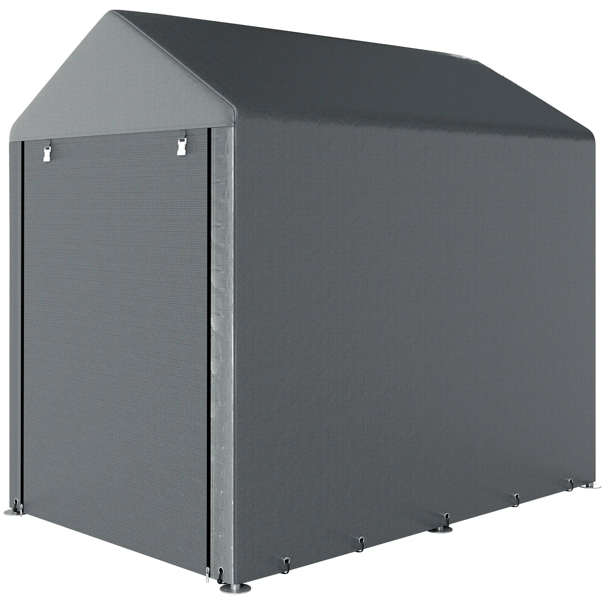 Bike Storage Shed, Motorcycle Shelter, Galvanized Steel, 4x6 Ft, Green Sheds Dark Grey at Gallery Canada