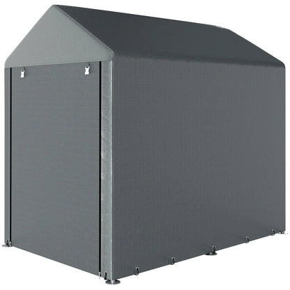 Bike Storage Shed, Motorcycle Shelter, Galvanized Steel, 4x6 Ft, Green Sheds Dark Grey at Gallery Canada
