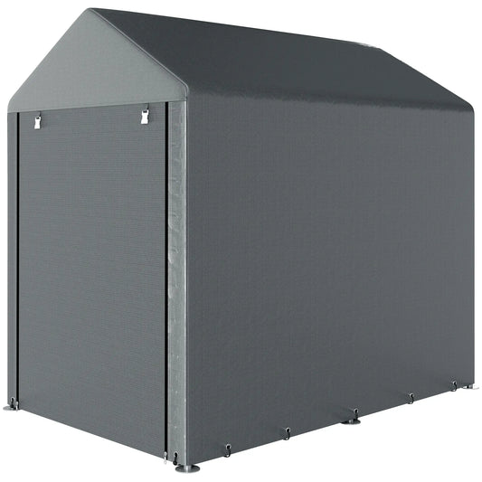 Bike Storage Shed, Motorcycle Shelter, Galvanized Steel, 4x6 Ft, Green