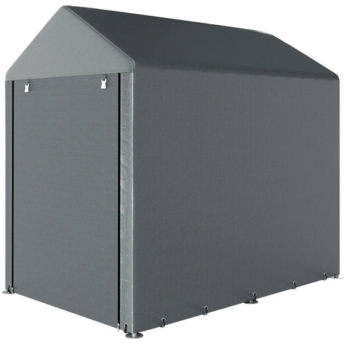 Bike Storage Shed, Motorcycle Shelter, Galvanized Steel, 4x6 Ft, Green