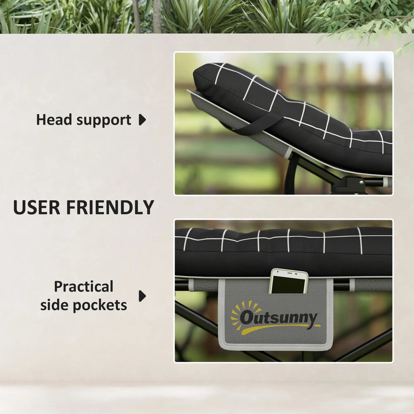 26.4" Wide Folding Camping Cot, Mattress, Storage Pocket, Carry Bag, 330 LBS, Black Camping Cots at Gallery Canada