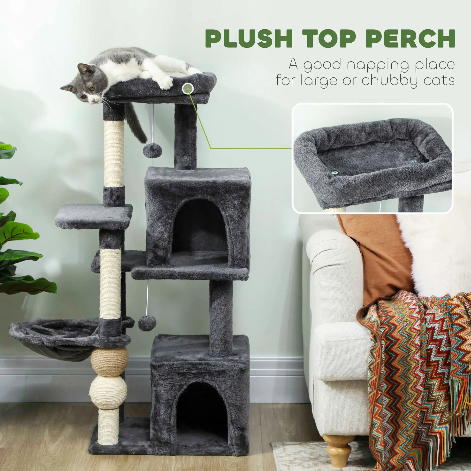 42" Cat Tree, Multi-Level with Perch, Hammock, Condos, Scratching Posts Cat Trees at Gallery Canada