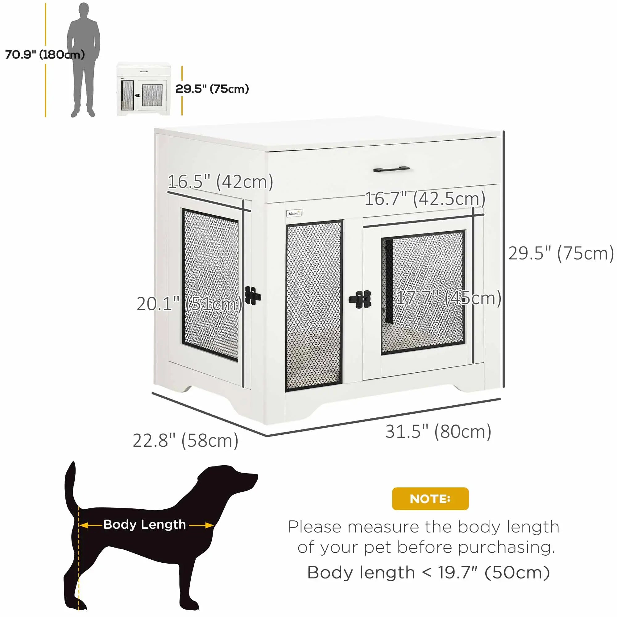 Dog Crate Furniture with Cushion, 2 Doors, Storage, White Houses, Kennels & Pens at Gallery Canada