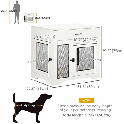 Dog Crate Furniture with Cushion, 2 Doors, Storage, White Houses, Kennels & Pens at Gallery Canada