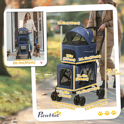 Double Pet Stroller, Removable Carrier, Foldable Travel Bag, Car Seat, Blue Dog Bike Trailers & Strollers at Gallery Canada