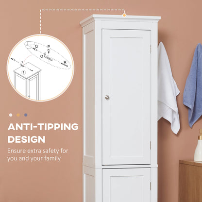 Tall Bathroom Cabinet, Freestanding Storage Organizer, 15" x 13" x 63", White Bathroom Cabinets at Gallery Canada