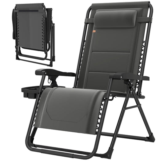 Zero Gravity Chair, Reclining Outdoor Lounger, 400 LBS Capacity, Dark Grey Lounger Chairs Dark Grey, Black at Gallery Canada