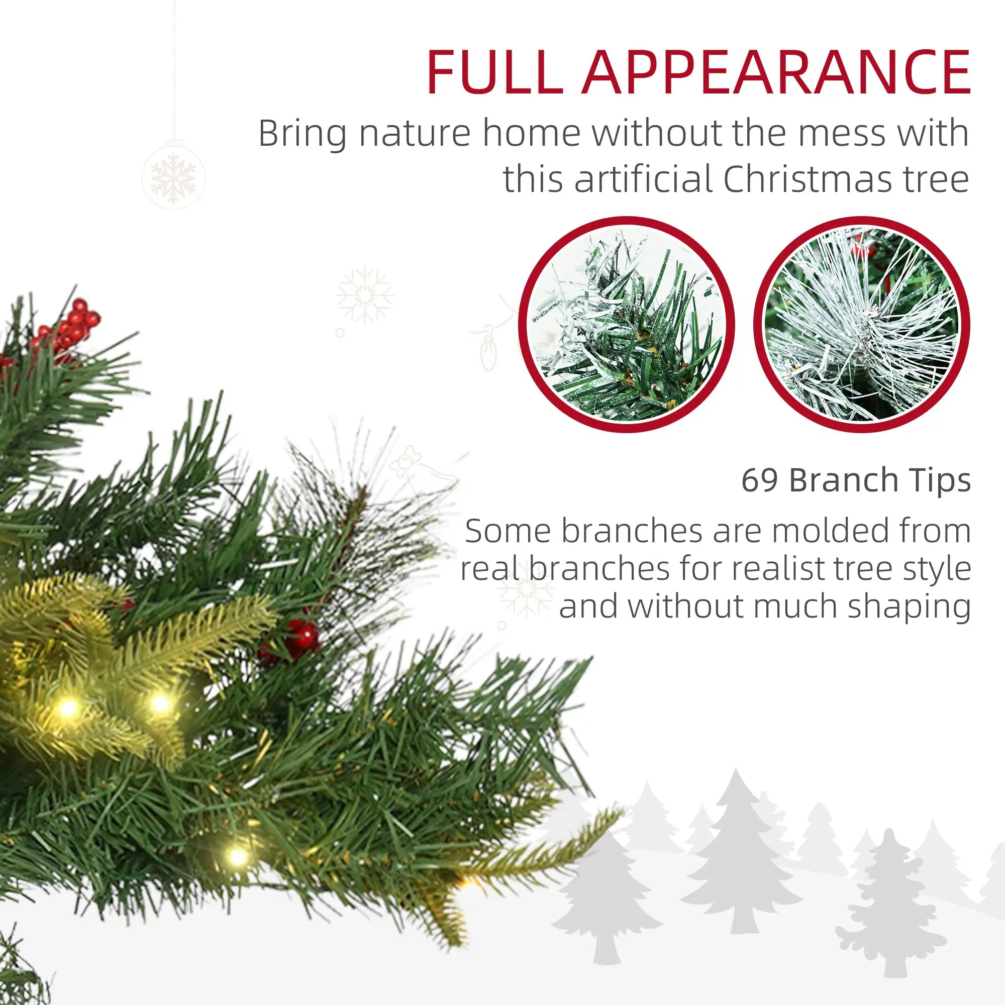 1.5 Foot Prelit Artificial Christmas Tree, 16 Inch, Warm White LED, Red Berries, Pine Cones, Green Pre Lit Christmas Trees at Gallery Canada