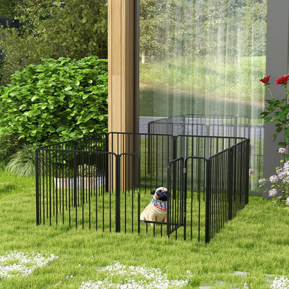Outdoor Dog Fence, 8 Panels 31.5" Height, Steel Pet Exercise Pen Houses, Kennels & Pens at Gallery Canada