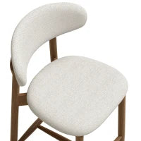 Bar Stools Set Of 2, Cream White, Curved Back Counter Height