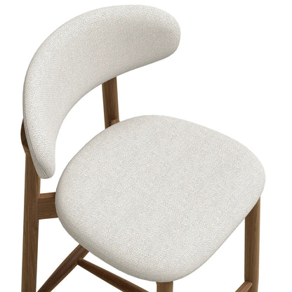 Bar Stools Set Of 2, Cream White, Curved Back Counter Height