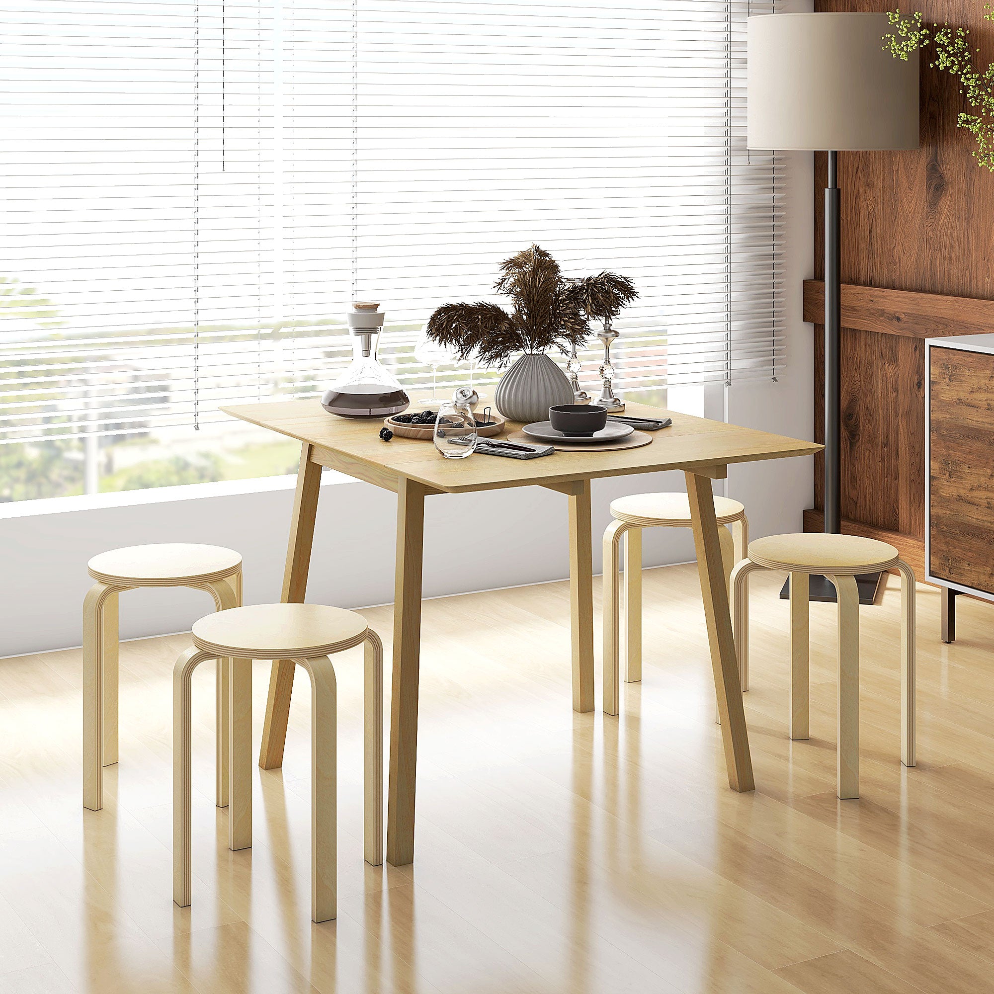 Round Stackable Chairs Set of 4, 18-Inch Backless Stacking Stools for Kitchen, Dining Room, Office, Outdoors Bar Stools at Gallery Canada