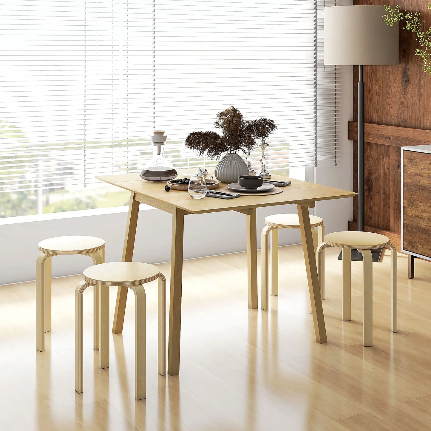 Round Stackable Chairs Set of 4, 18-Inch Backless Stacking Stools for Kitchen, Dining Room, Office, Outdoors Bar Stools at Gallery Canada
