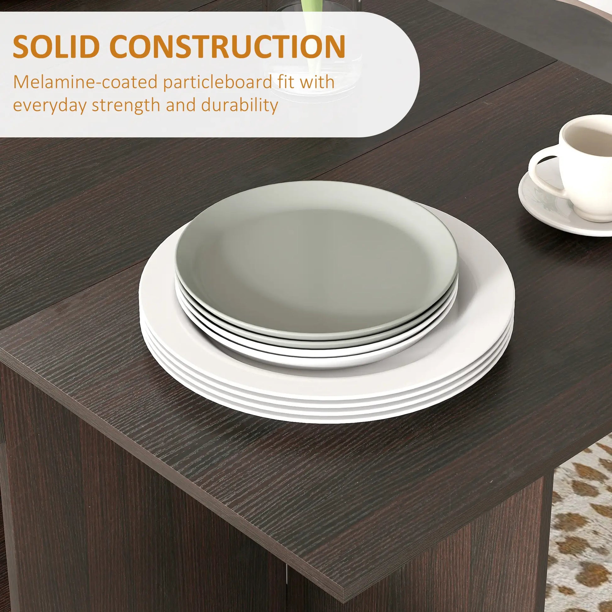 Folding Dining Table, Drop Leaf with Drawer, Storage Shelves, Dark Brown Dining Tables at Gallery Canada