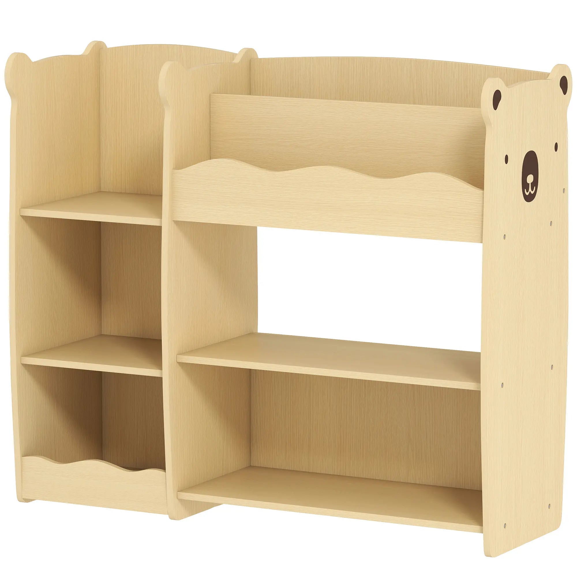 Kids Bookshelf Toy Storage Organizer, 3 Tier Montessori, Natural Bookshelves & Bookcases Wood Grain at Gallery Canada