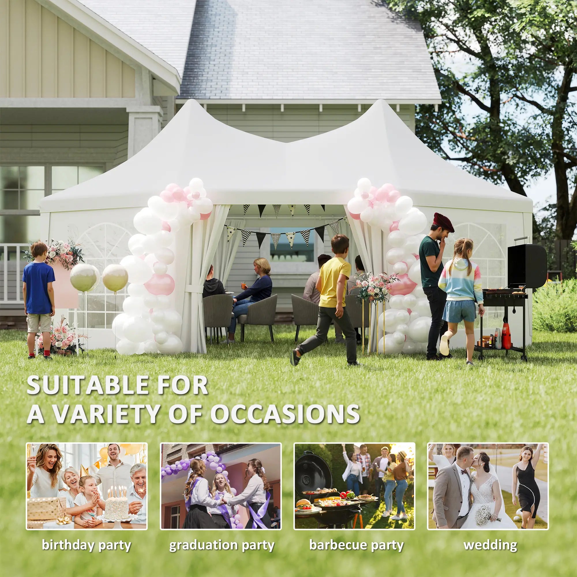 16' x 22' White High Peak Octagonal Wedding Tent, Removable Walls, White Canopy Tents at Gallery Canada