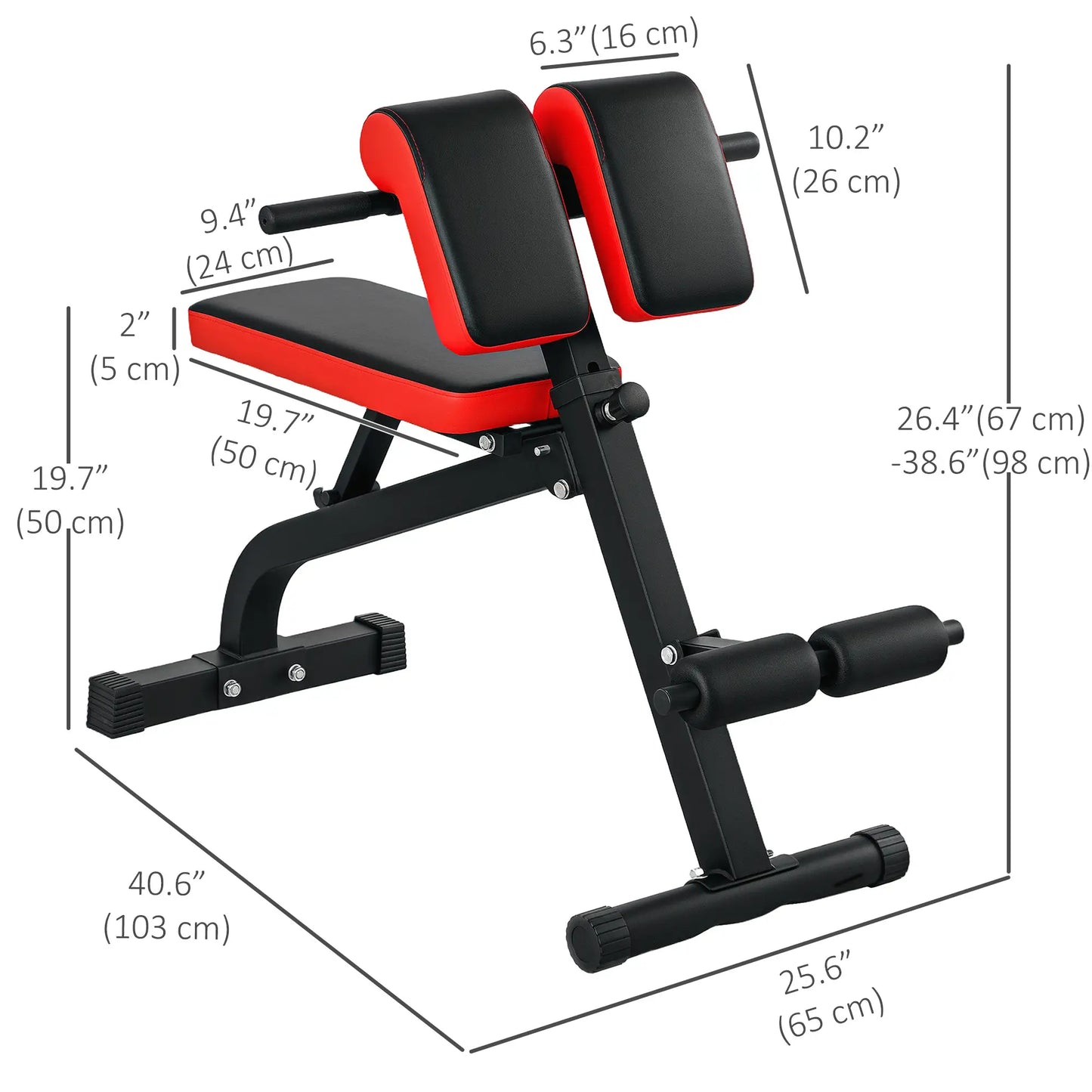 Foldable Roman Chair Hyperextension Bench, 660LBS, Black